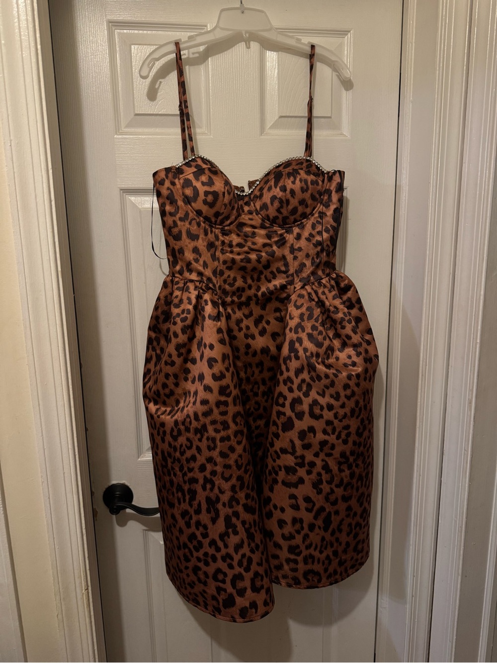 Roaring Love Leopard Satin Midi Dress - Leopard - Picture 3 of 5